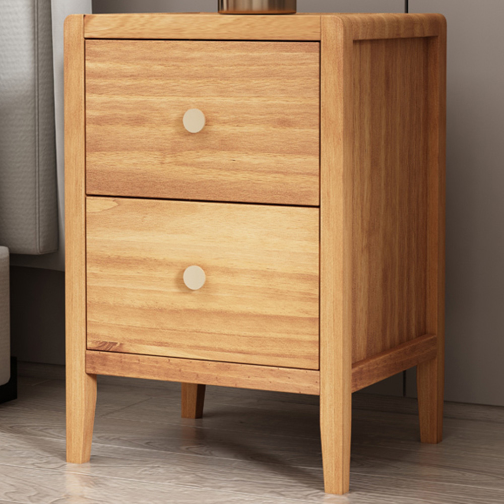 Vito 2 Drawers Waxed Bedside Table Image 1