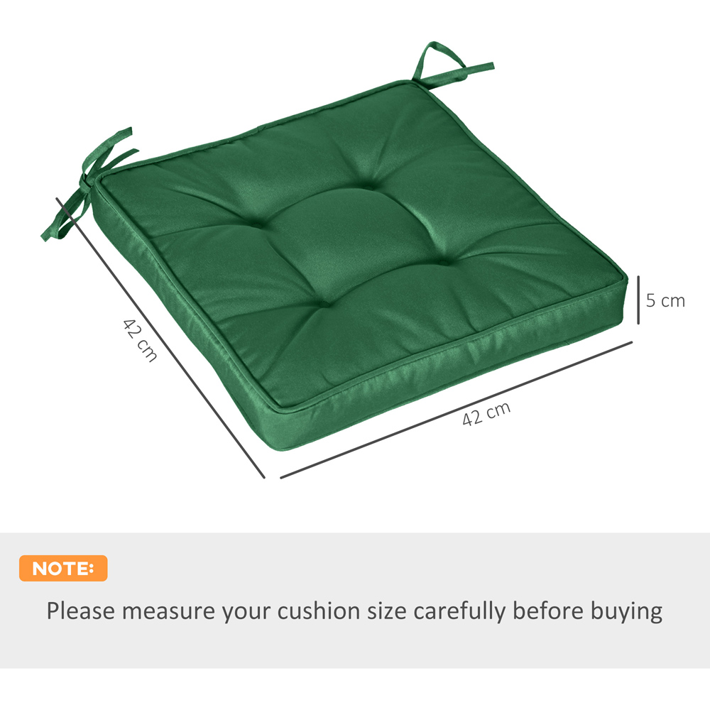 Outsunny Green Garden Seat Replacement Cushion Pad 42 x 42cm 4 Pack Image 7