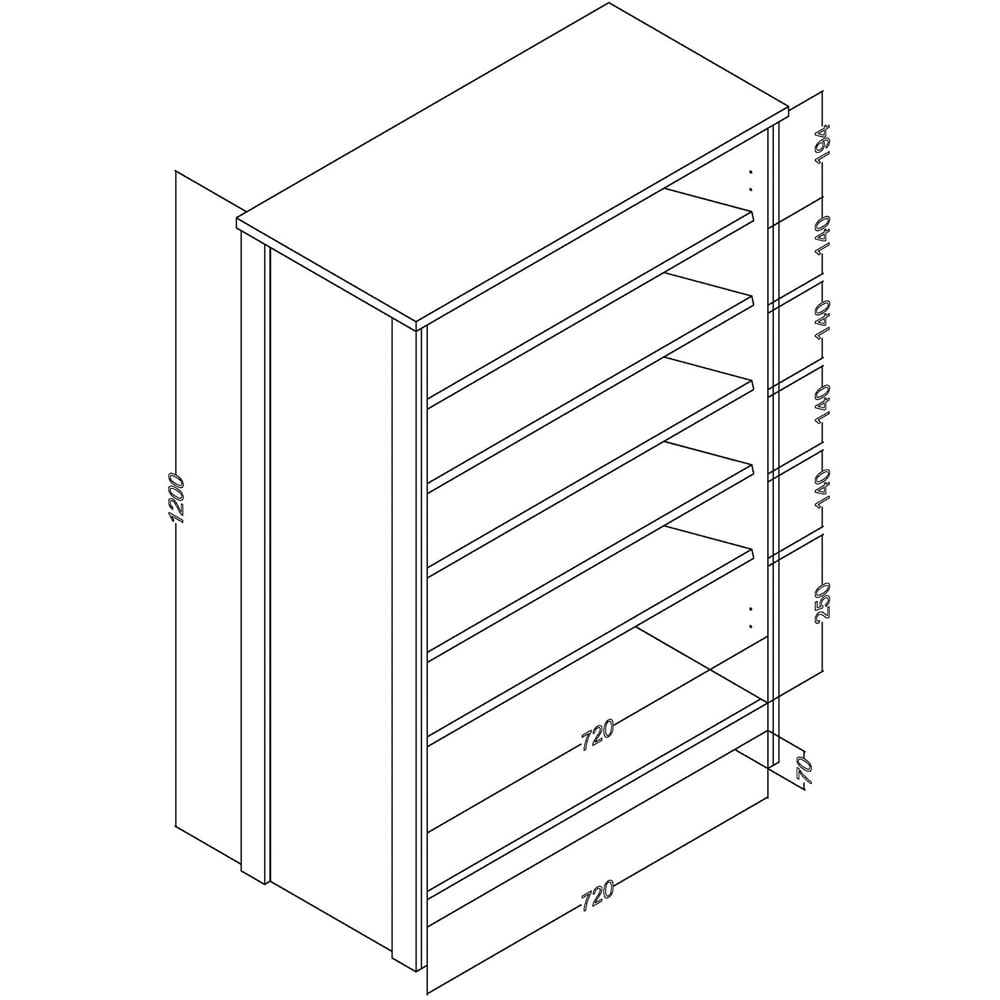 GFW Lancaster 2 Door Grey and Oak Tall Shoe Cabinet Image 9