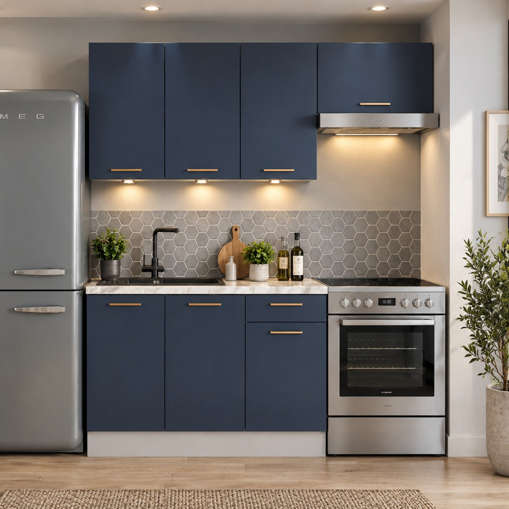 Impact Furniture Nora Midnight Blue Kitchen Cabinet Set of 5 Image 8