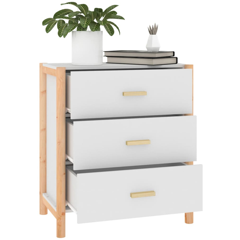 vidaXL 3 Drawer White Sideboard Image 4