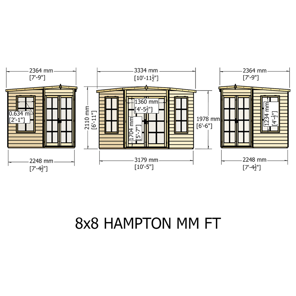 Shire Hampton 8 x 8ft Double Door Traditional Summerhouse Image 5