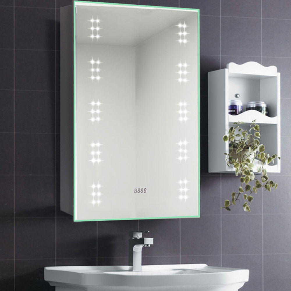 Living and Home LED Mirror Bathroom Cabinet with Demister Pad Image 1