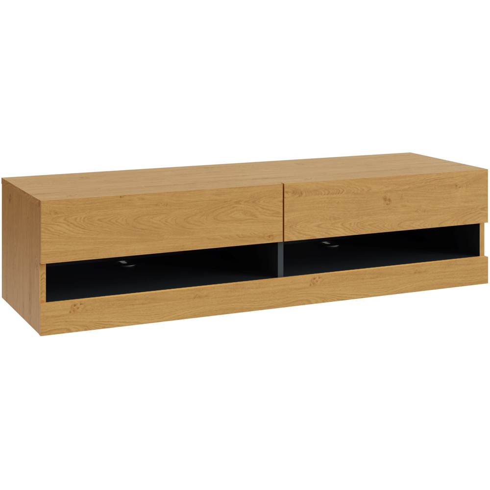GFW Leon 2 Shelf Oak and Anthracite Wall TV Unit with LED Image 2