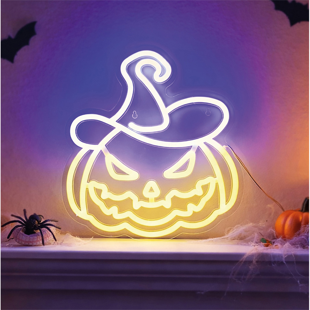 FXLab Pumpkin Silhouette Neon Light Indoor Halloween Decoration 33 x 35cm Image 2