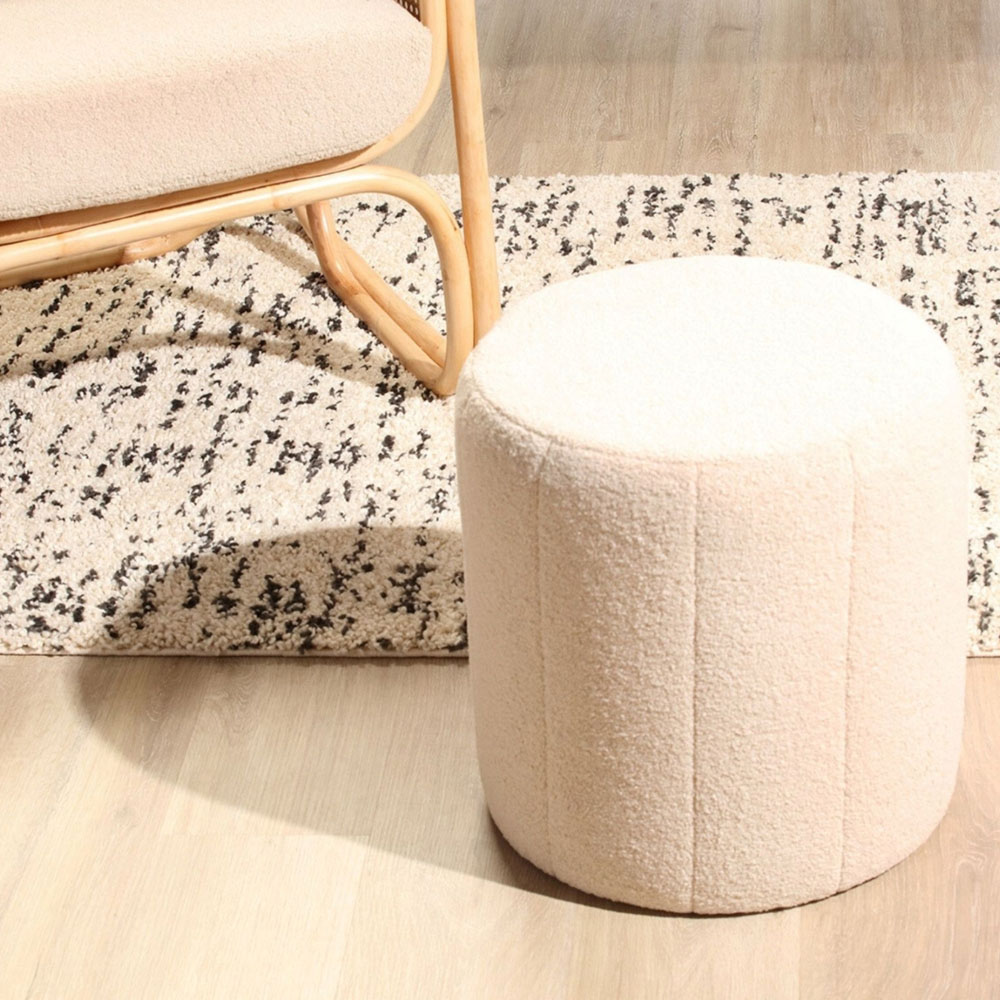 Desser Furniture Small Round Latte Boucle Fabric Pouffe Image 5