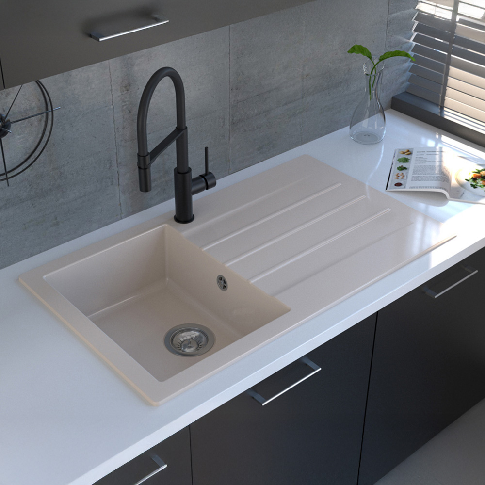 Reginox Valence 10 BS Caffe Silvery Single Bowl Granite Sink 500 x 860mm Image 2