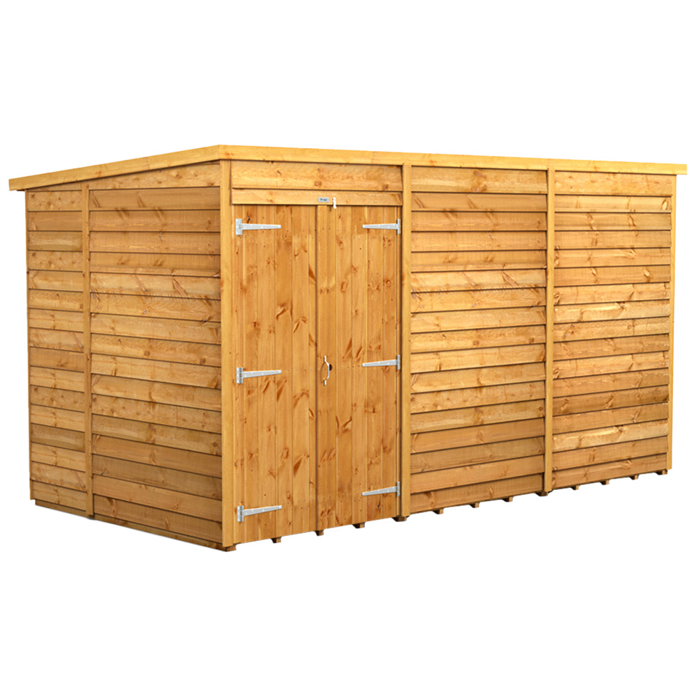 Power 12 x 6ft Overlap Pent Windowless Double Door Garden Shed Image 1