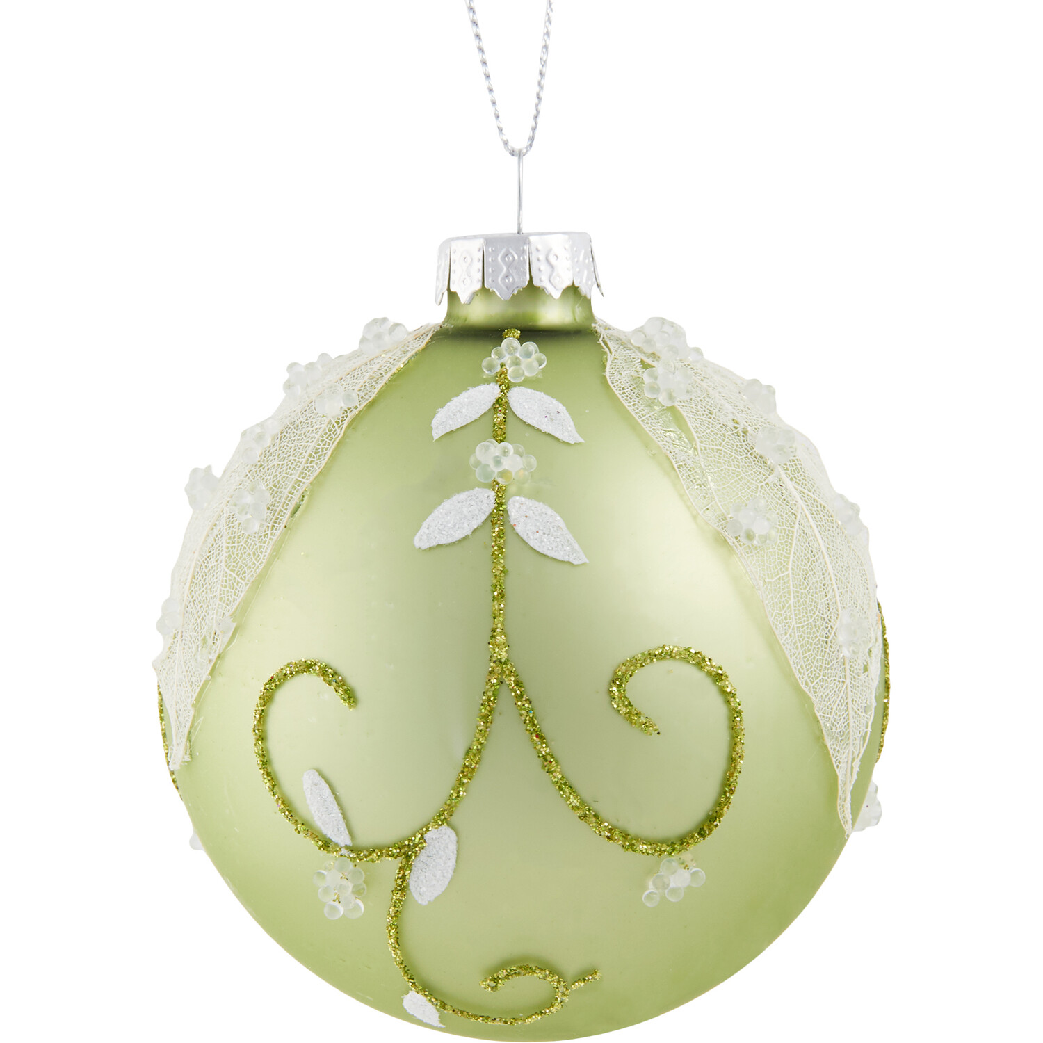 Beaded Leaf Bauble Sage Green - Sage Green Image