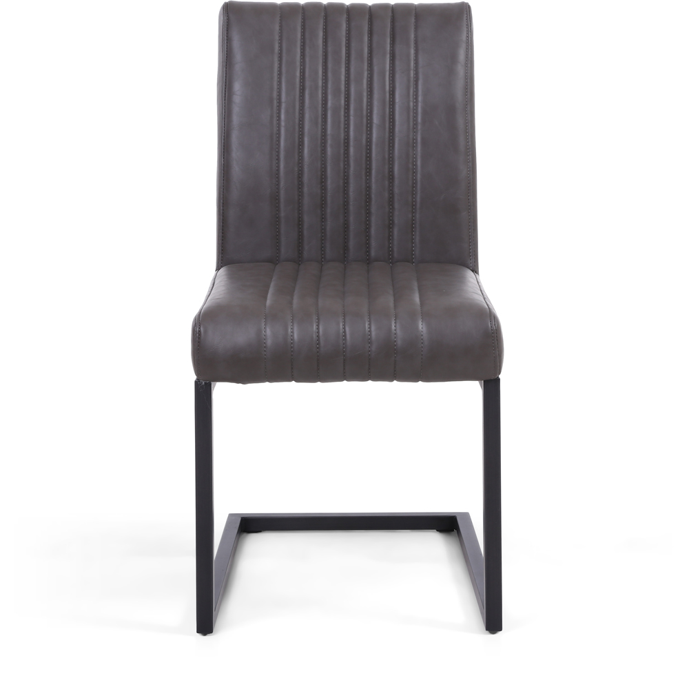 Archer Set of 2 Grey Leather Effect Dining Chair Image 6