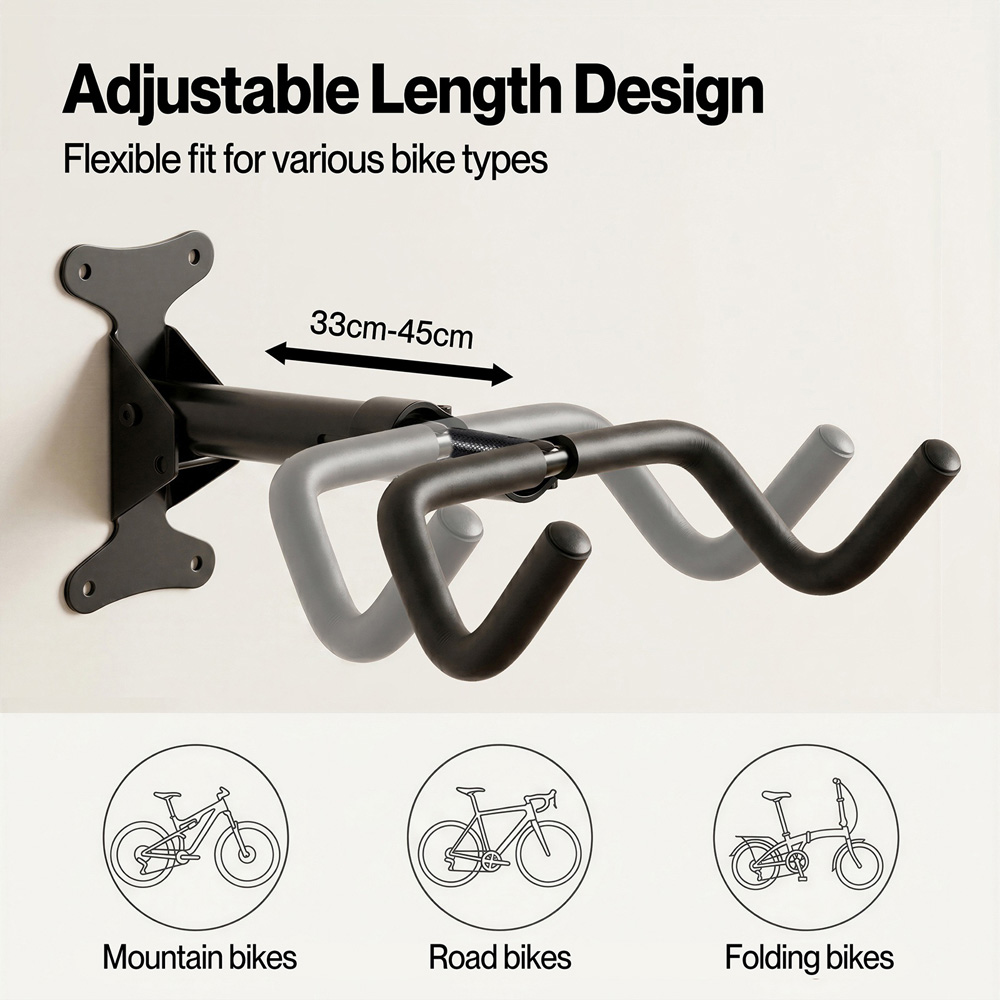 Monvelo Black Foldable Bike Wall Mount Rack Image 3