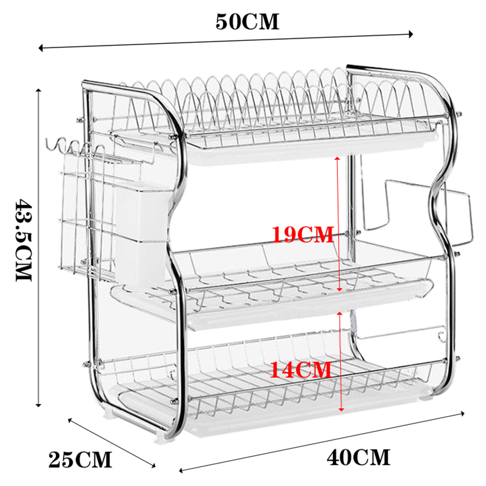 Living and Home 3 Tier White Dish Rack Image 9