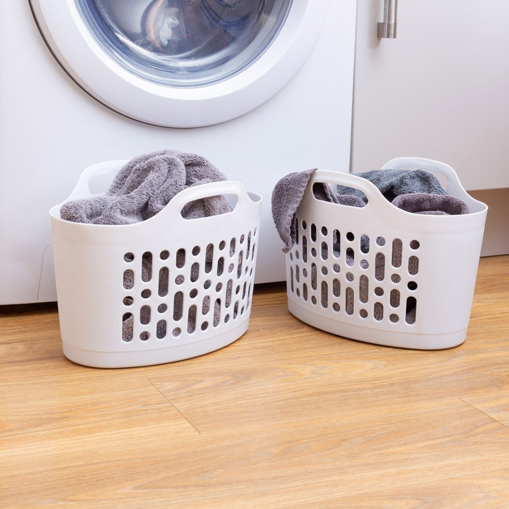 Wham Ice White Plastic Flexi Laundry Basket 8L 2 Pack Image 2