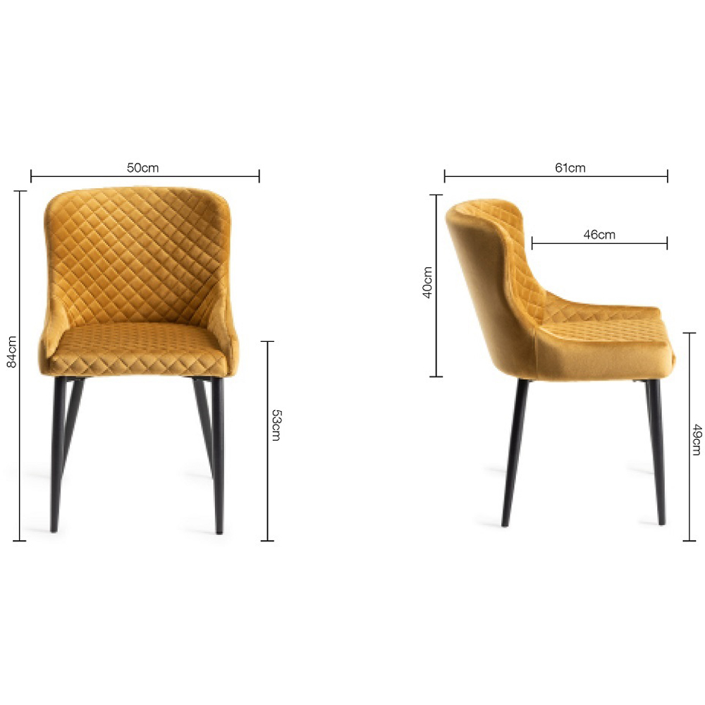 Bentley Designs Cezanne Set of 2 Mustard Velvet Dining Chair Image 7