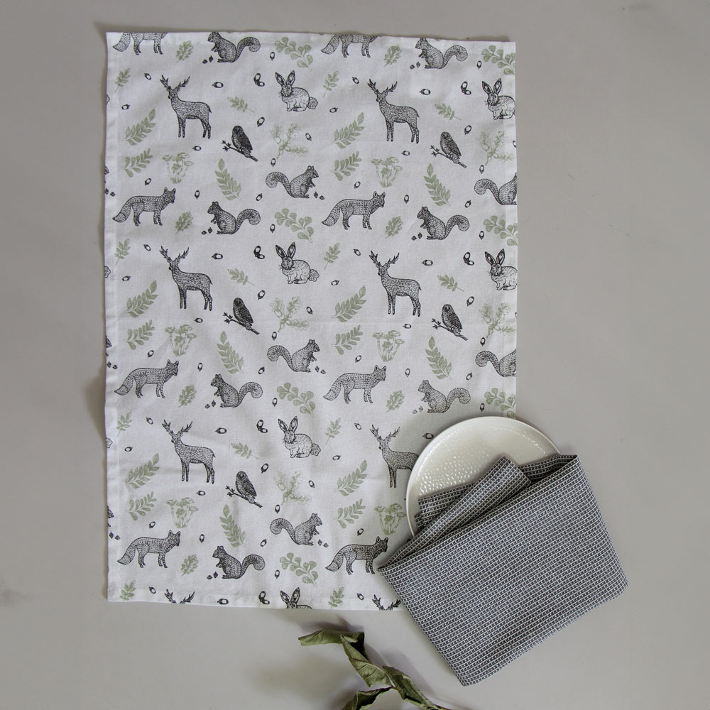 Highlands Homeware Woodland Kitchen Tea Towels 2 Pack Image 2