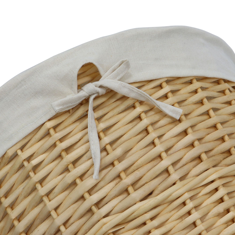 JVL Acacia Honey Round Willow Laundry Basket with Lid 65L Image 4