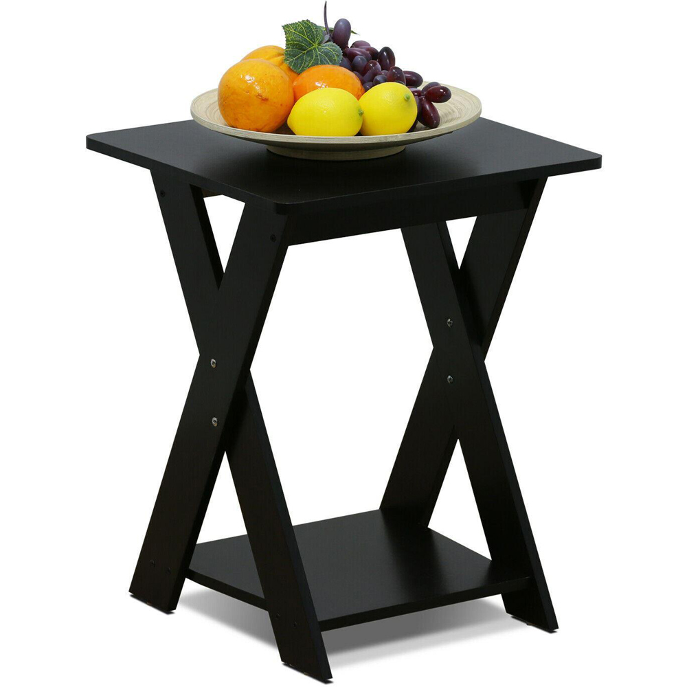 Walplus Single Shelf Espresso Criss Crossed End Table Image 4