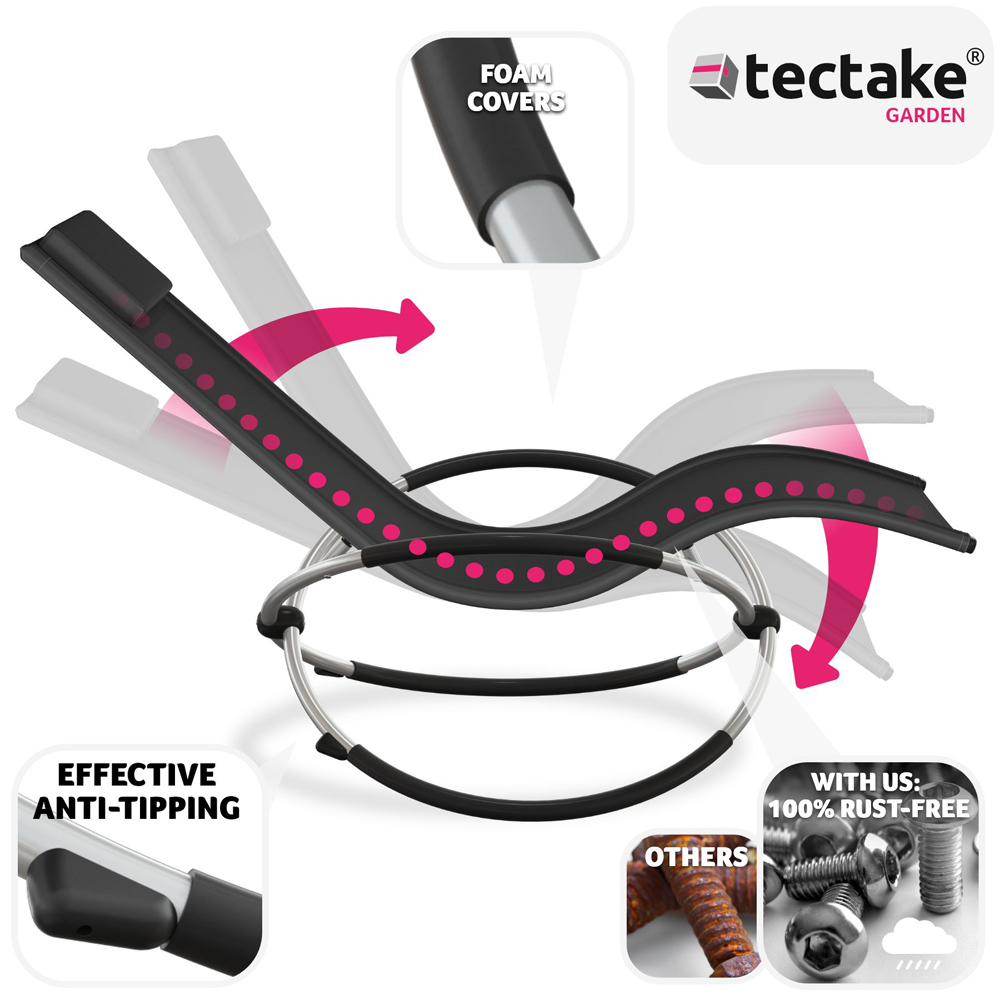 tectake Paulina Black Foldable Sun Lounger with Cushion Image 8