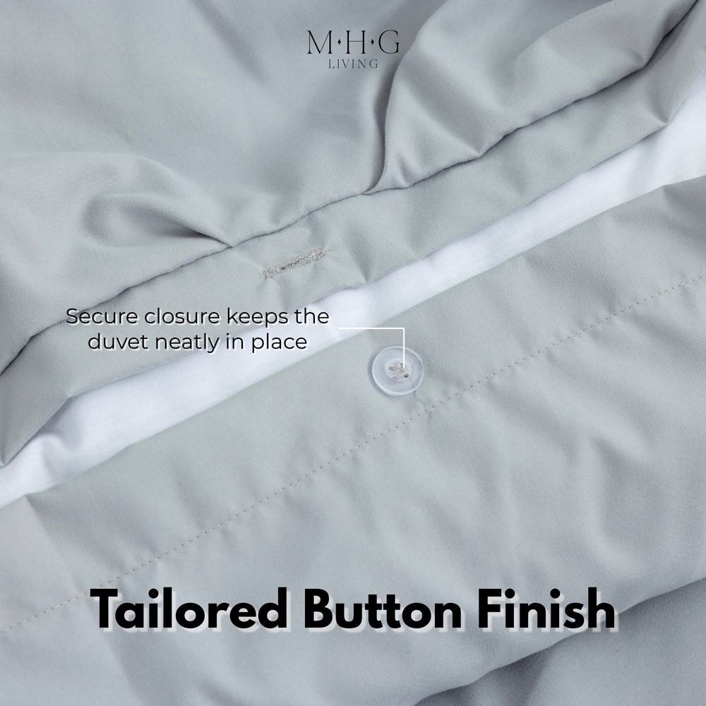 MHG Living Single Grey Microfibre Pintuck Duvet Cover Set Image 7