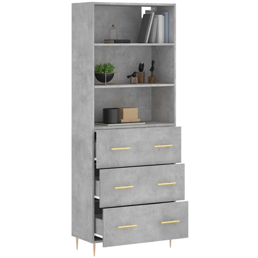 vidaXL 3 Drawer 3 Shelf Concrete Grey Highboard Image 3