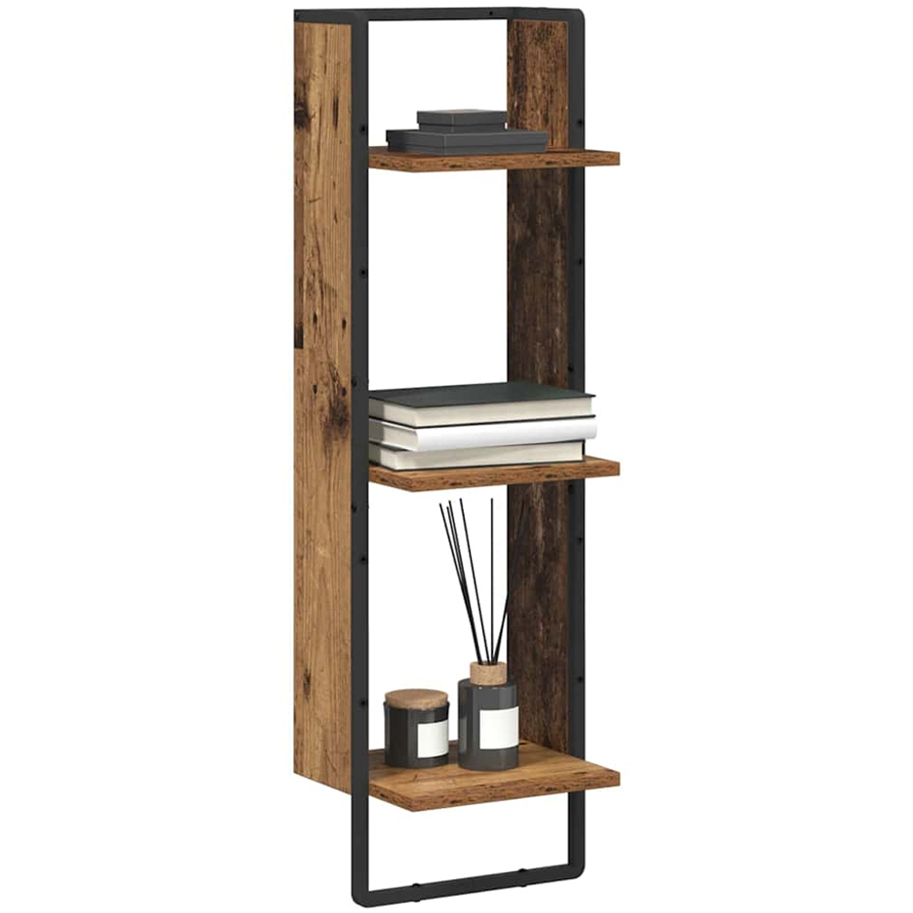 vidaXL 3 Shelf Old Wood Wall Shelf Image 3