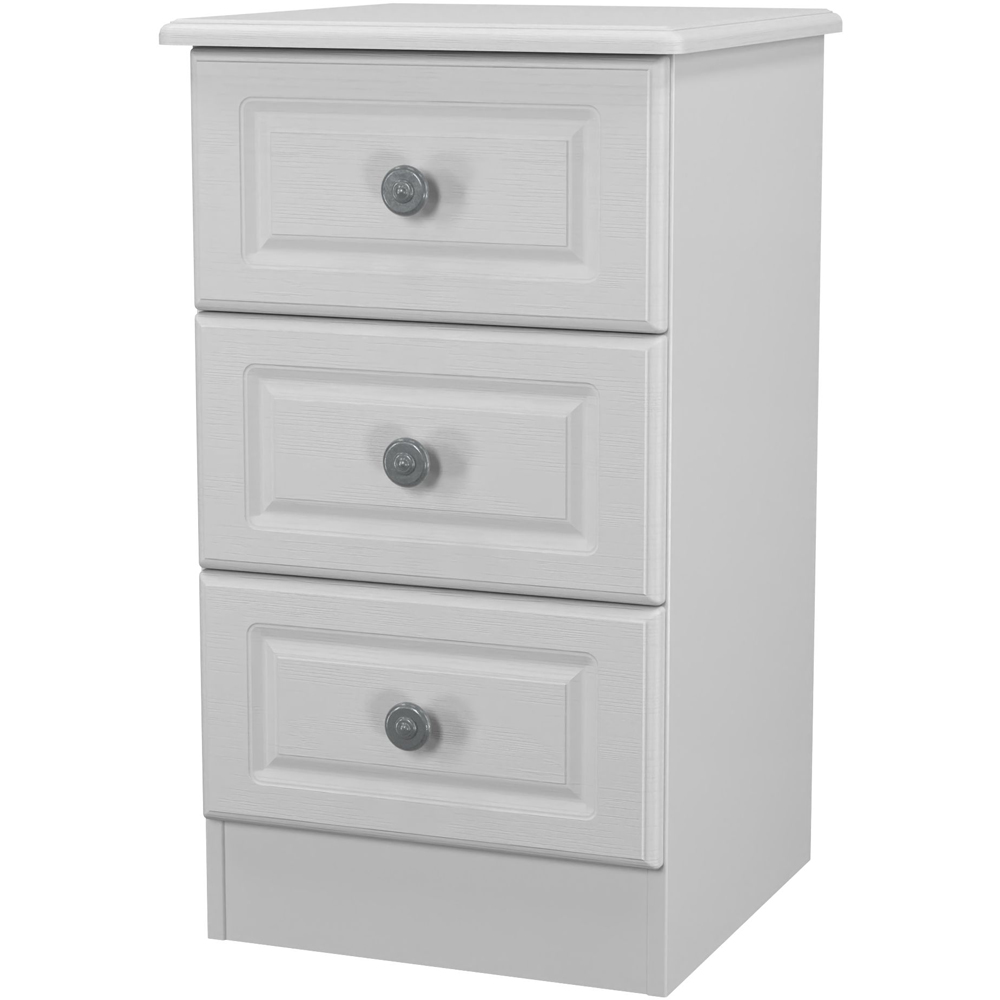 Crowndale Pembroke 3 Drawer Grey Ash Bedside Cabinet Ready Assembled Image 3