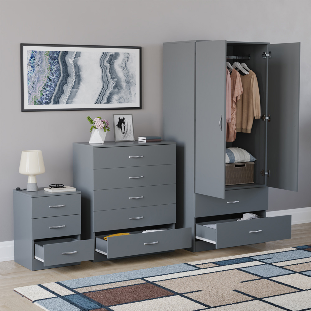 VIDA DESIGNS Riano Grey 3 Piece Bedroom Furniture Set Image 5