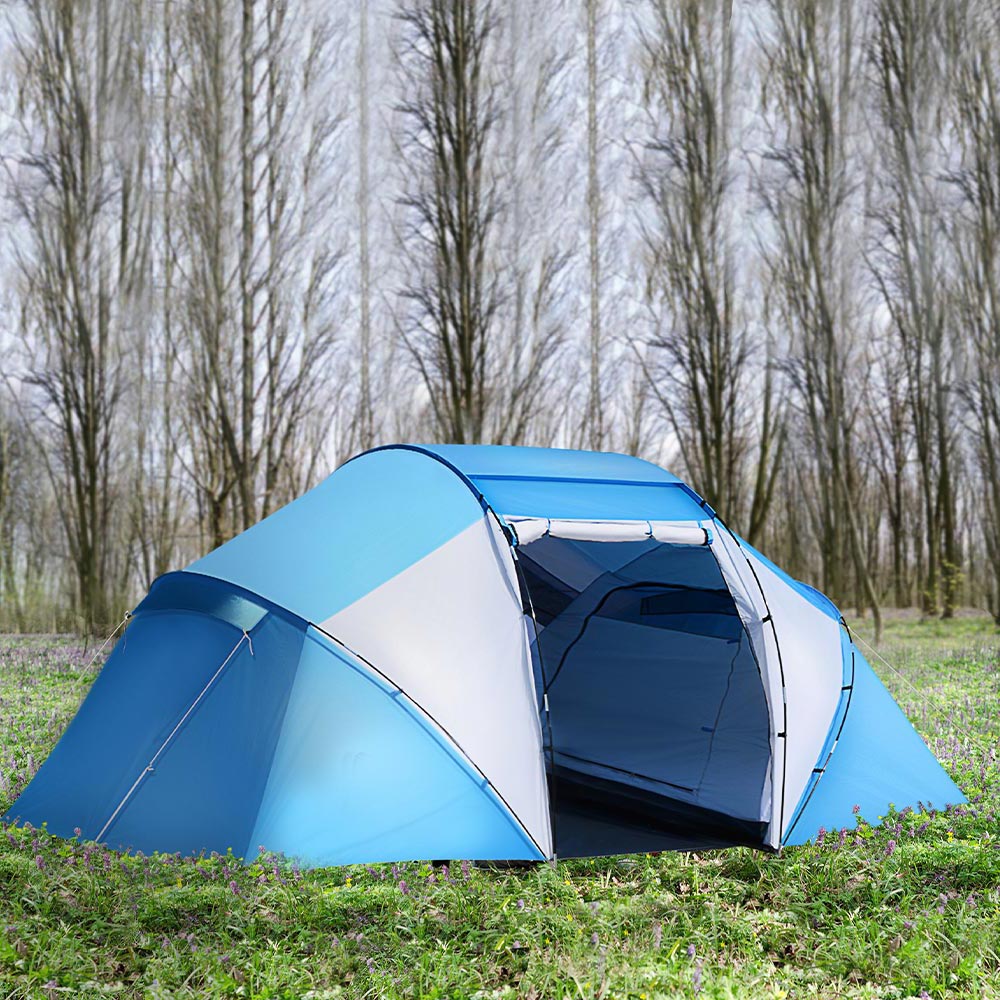 Outsunny 4-6 Person Dome Tent Blue and White Image 2