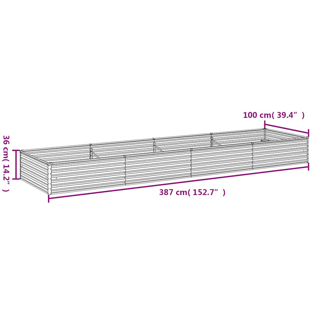 vidaXL Rusty Corten Steel Raised Garden Bed 36 x 387 x 100cm Image 6