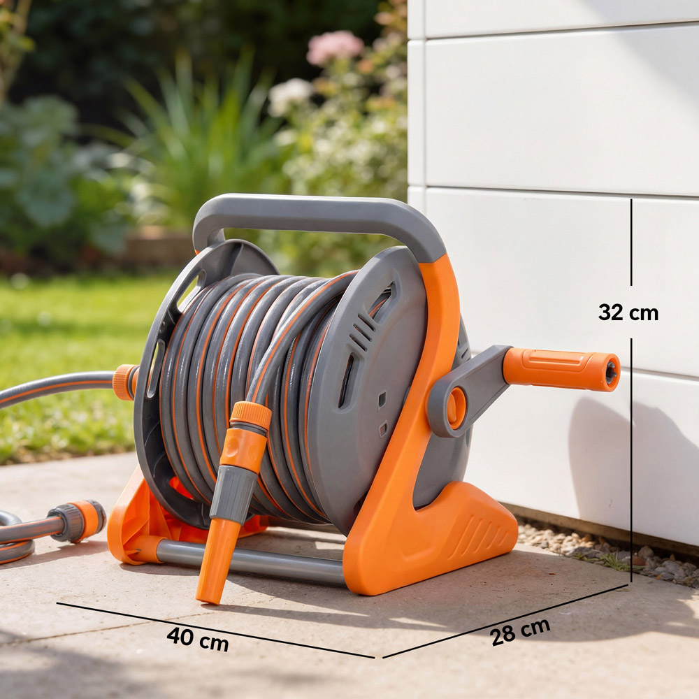 Outsunny 20m Orange Portable Wall-Mounted Garden Hose Reel Image 9