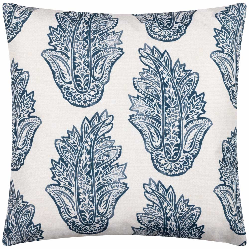 Paoletti Kalindi Navy Paisley Floral UV and Water Resistant Outdoor Cushion Image 2