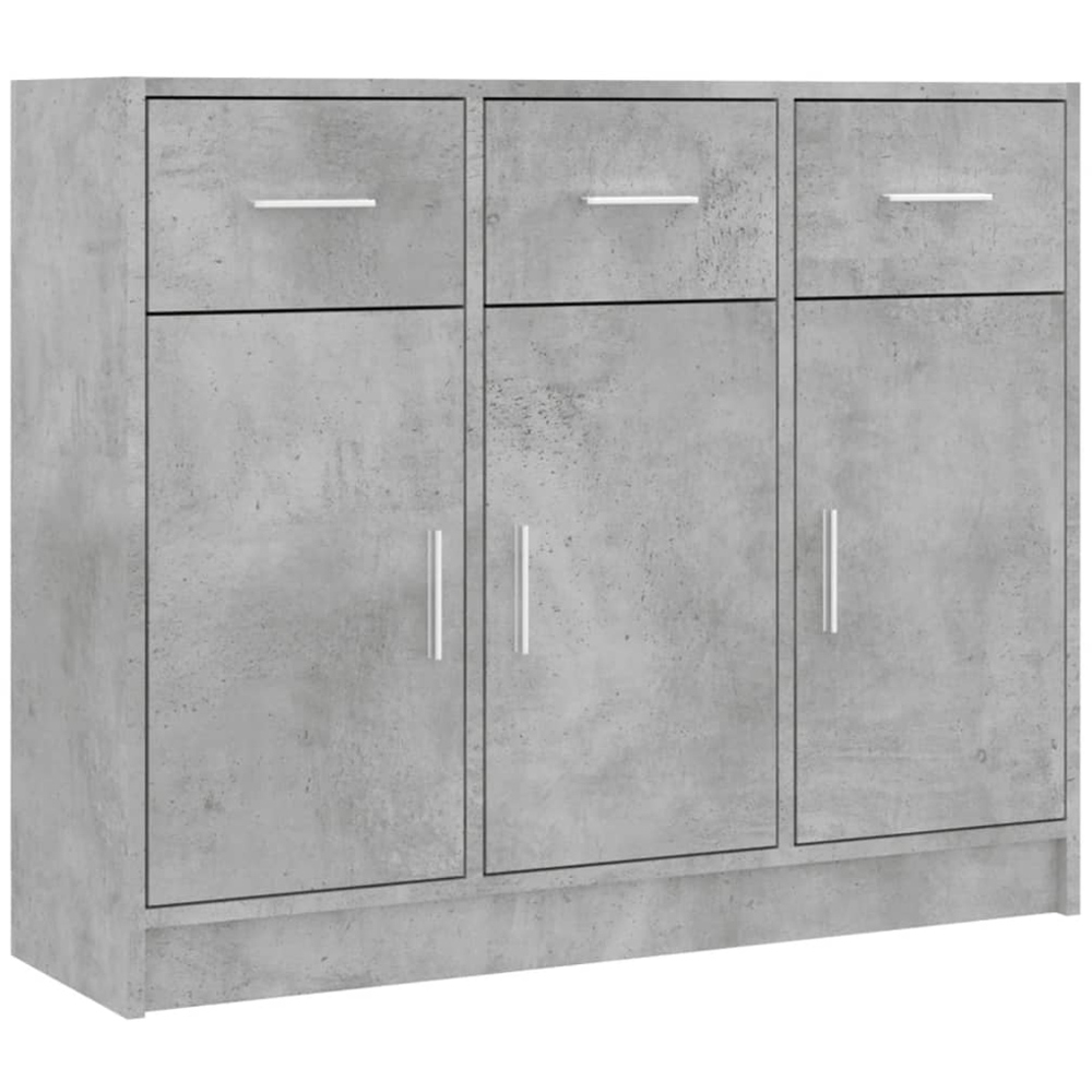 vidaXL 3 Door 3 Drawer Concrete Grey Sideboard Image 2