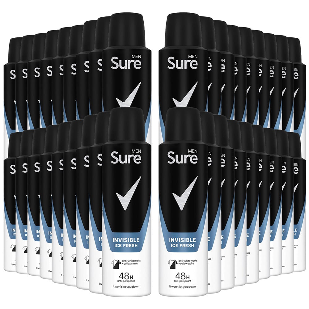 Sure Men 48H Protection Anti-Perspirant Invisible Ice Fresh Deodorant Spray 150ml 36 Pack Image 1