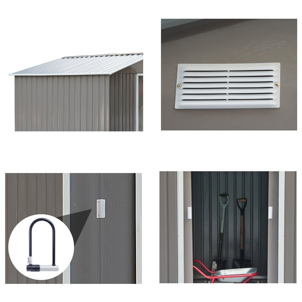 Outsunny Roofed Metal Storage Shed Image 5