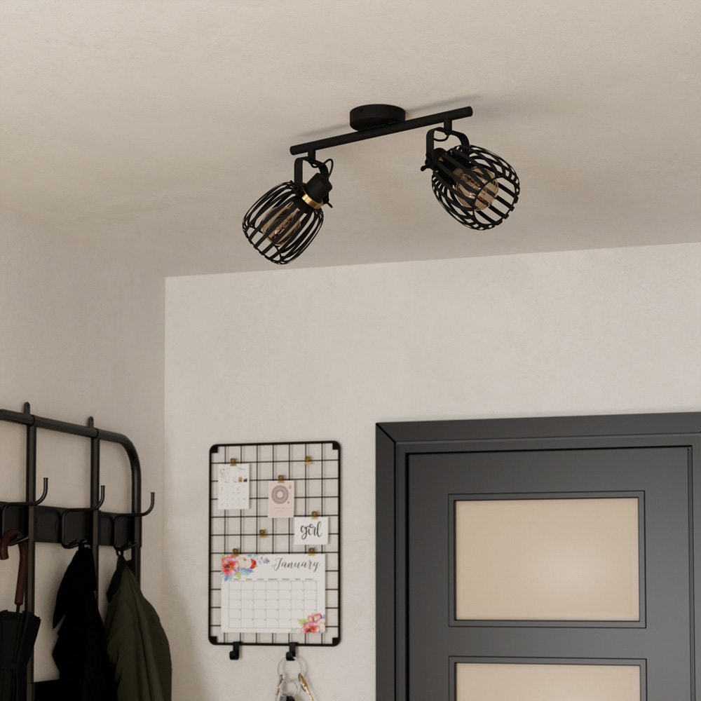 EGLO Girona 2 Lamp Black and Brushed Brass Steel Spotlight Image 4