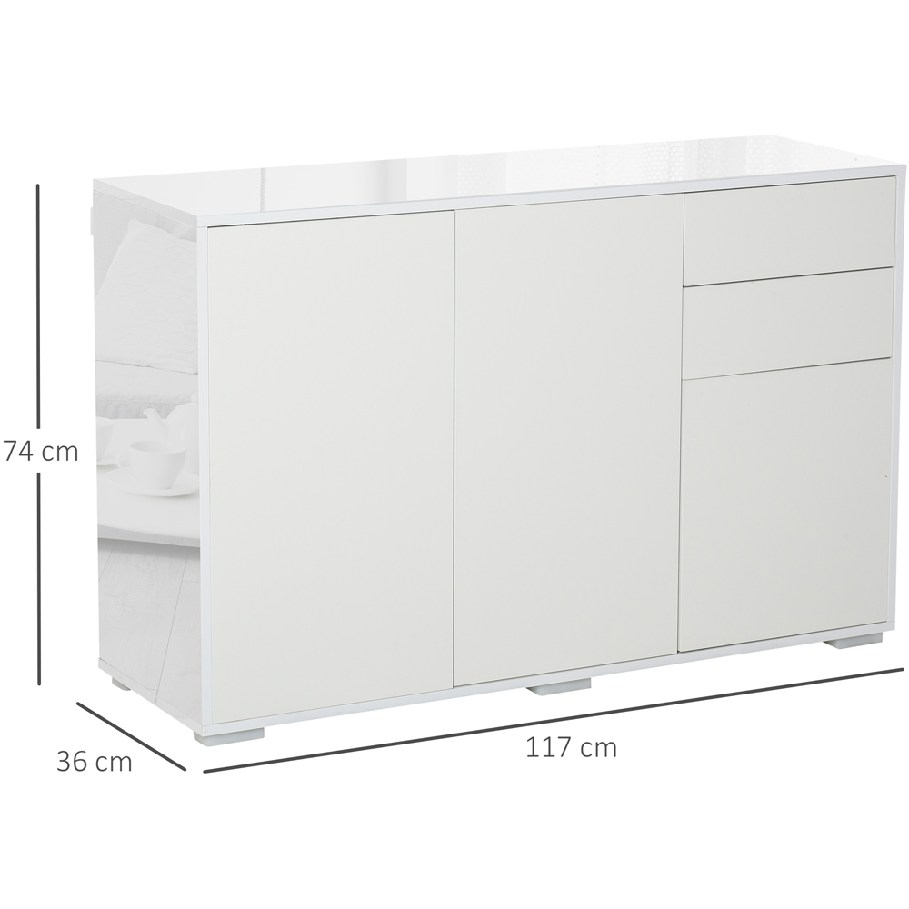 Portland 3 Door 2 Drawer White High Gloss Sideboard Image 7
