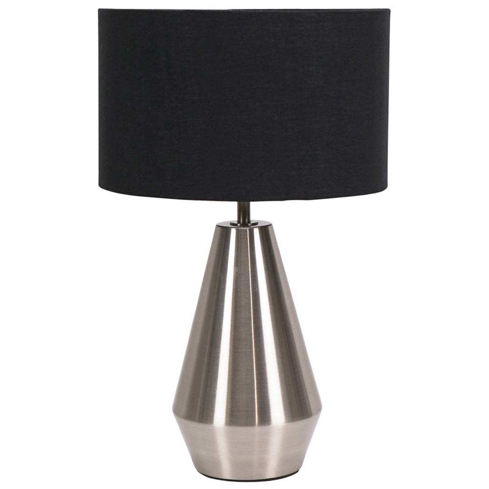 ValueLights Jax Black Shade Brushed Chrome Touch LED Table Lamp Image 1