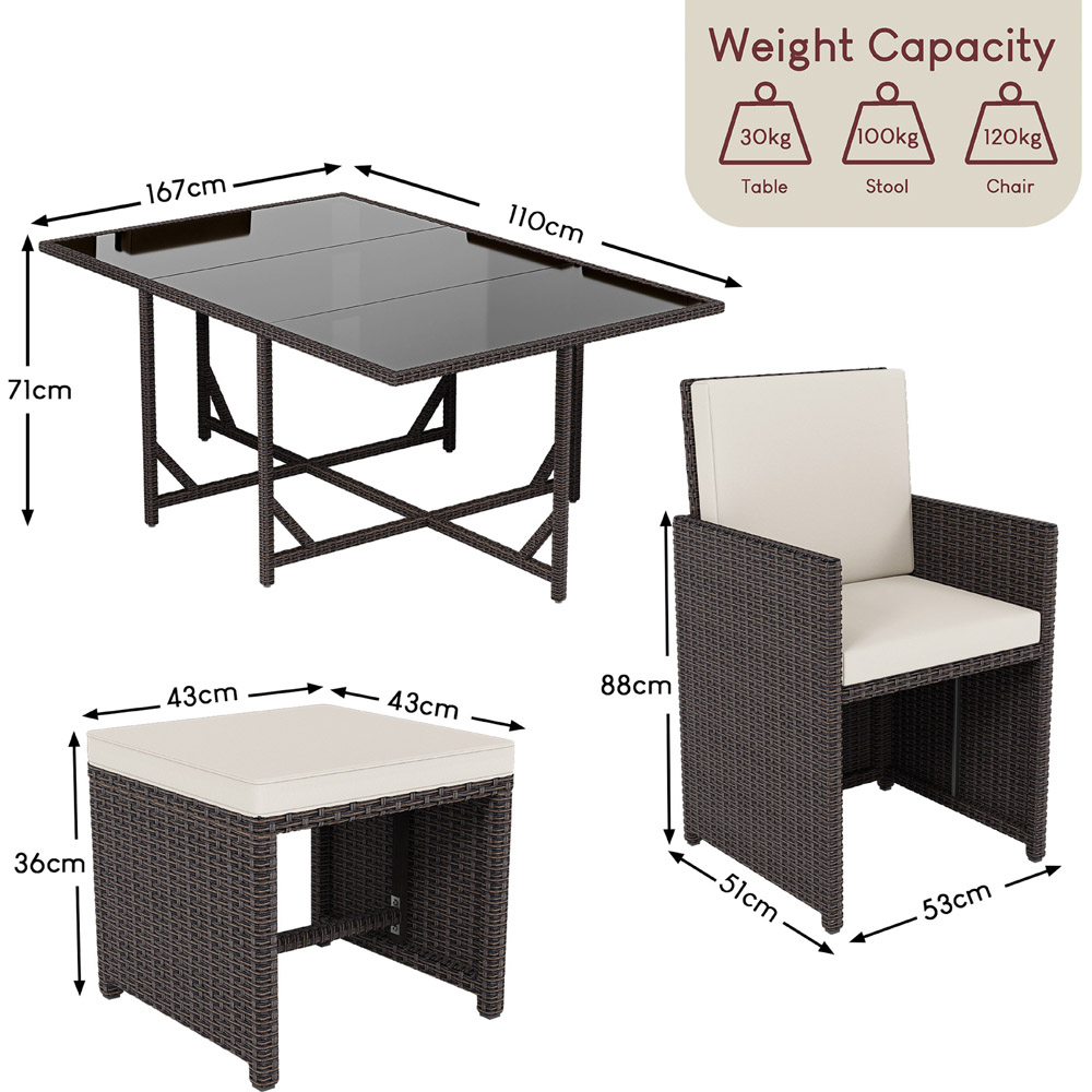 GARDEN VIDA Cuba Rattan Effect 10 Seater Garden Dining Set Brown Image 9