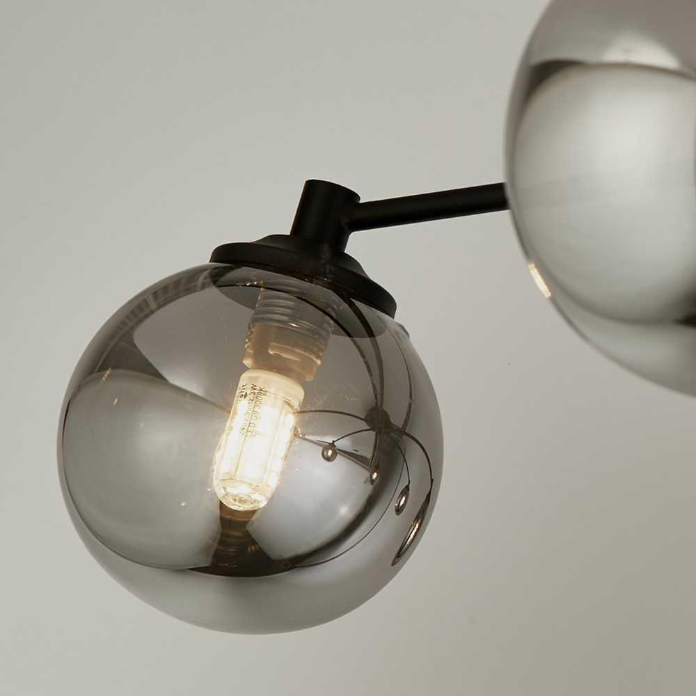 Lighting Collection 6 Light Smoke and Black Ceiling Light Image 4