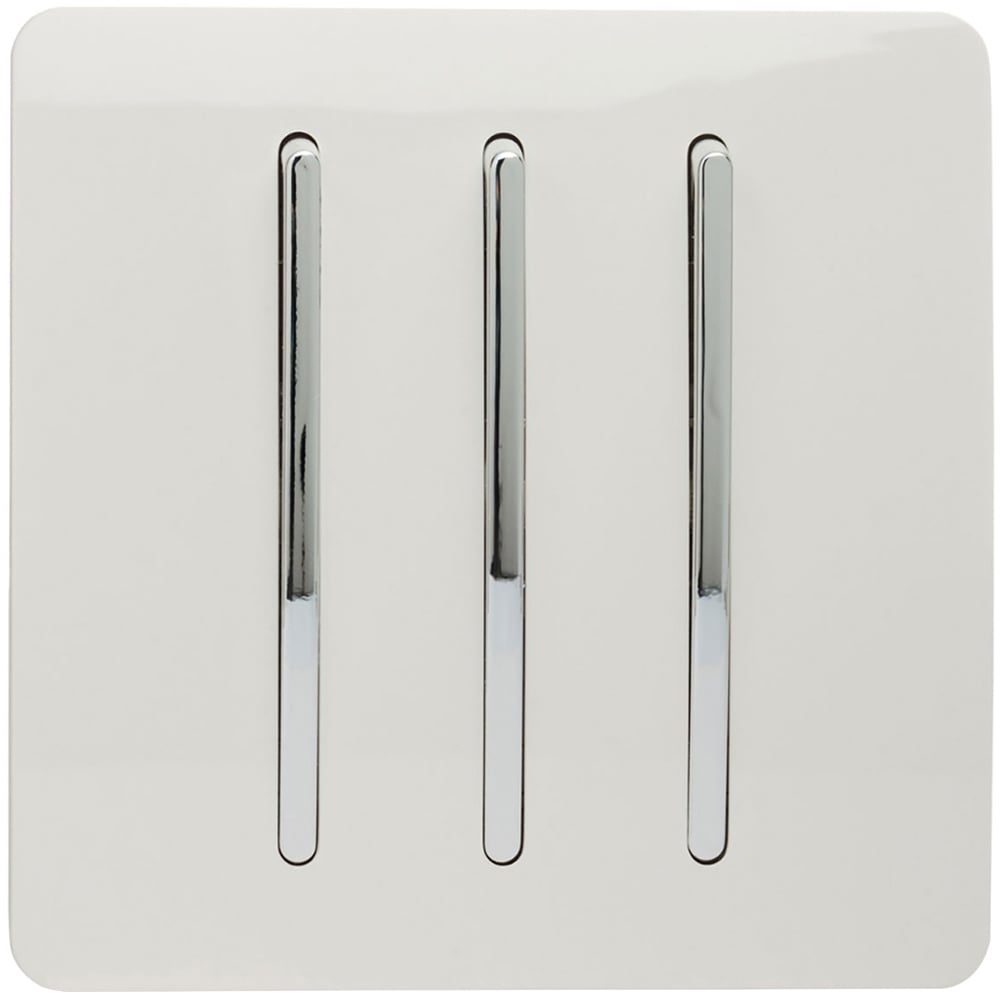 Trendi Switch 3 Gang 10amp 1 or 2 Way Ice White Rocker Light Switch Image 1