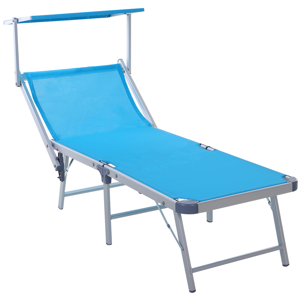 Outsunny Blue Recliner Sun Lounger with Canopy Image 2
