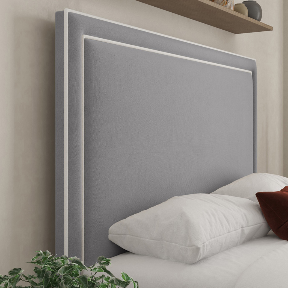 DS Living Verona Small Double Plush Grey Piping Bed Frame Image 2