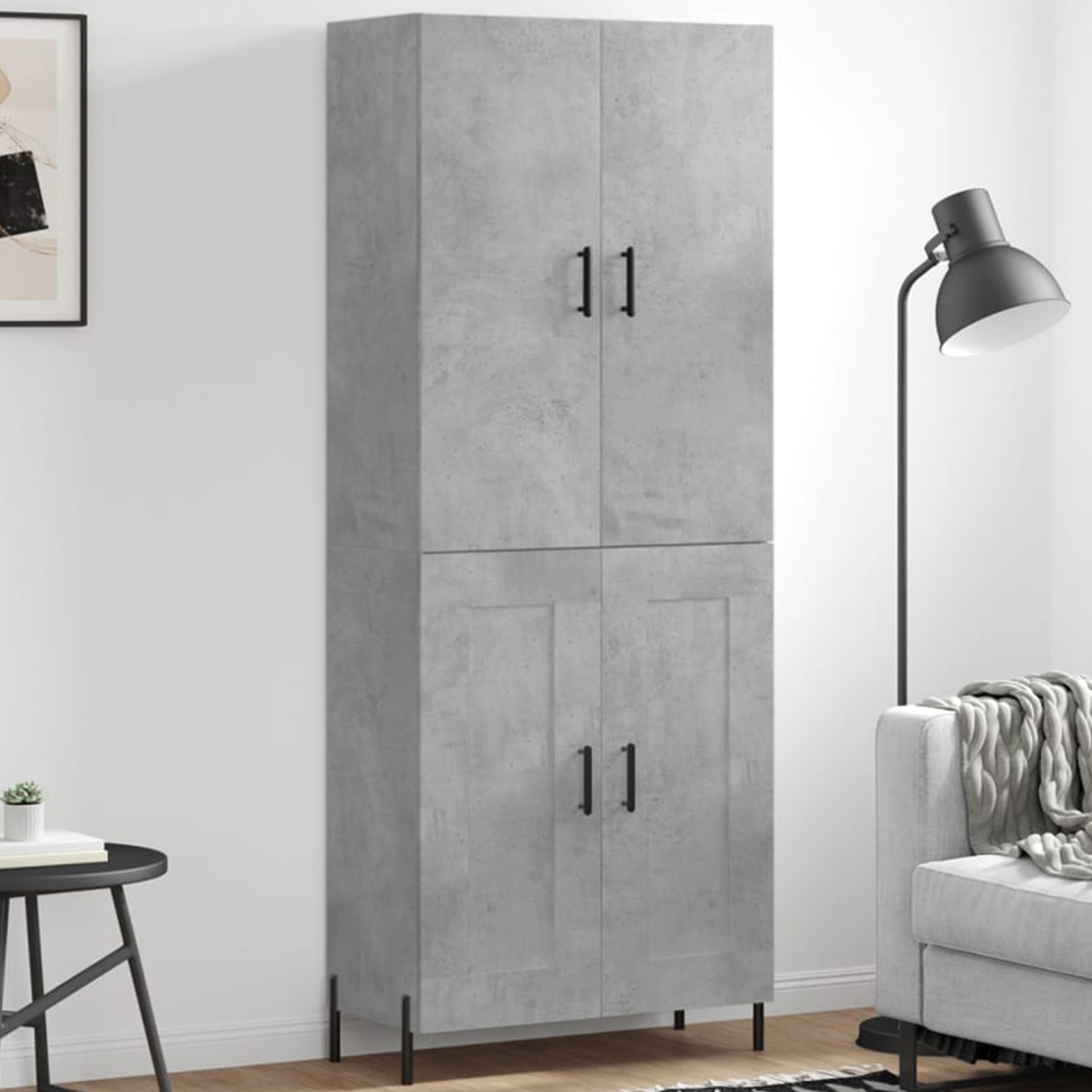 vidaXL 4 Door Concrete Grey Highboard Image 1