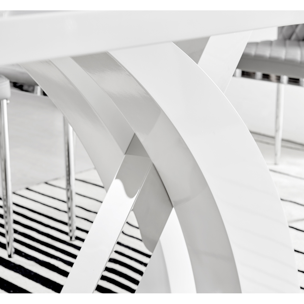 Furniturebox Columbia Fontana 6 Seater Dining Set White Gloss Mustard Yellow and Chrome Image 4