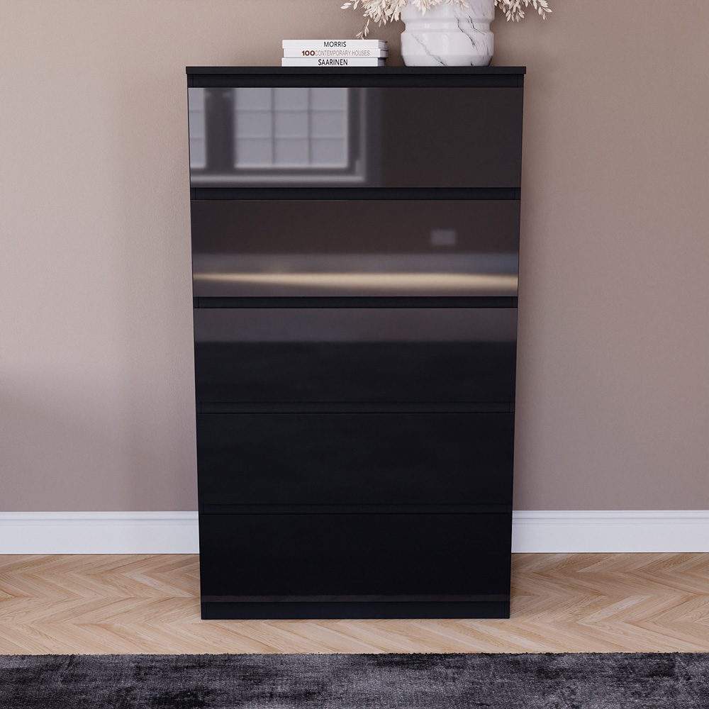Vida Designs Glinton 5 Drawer Black Chest of Drawers Image 3