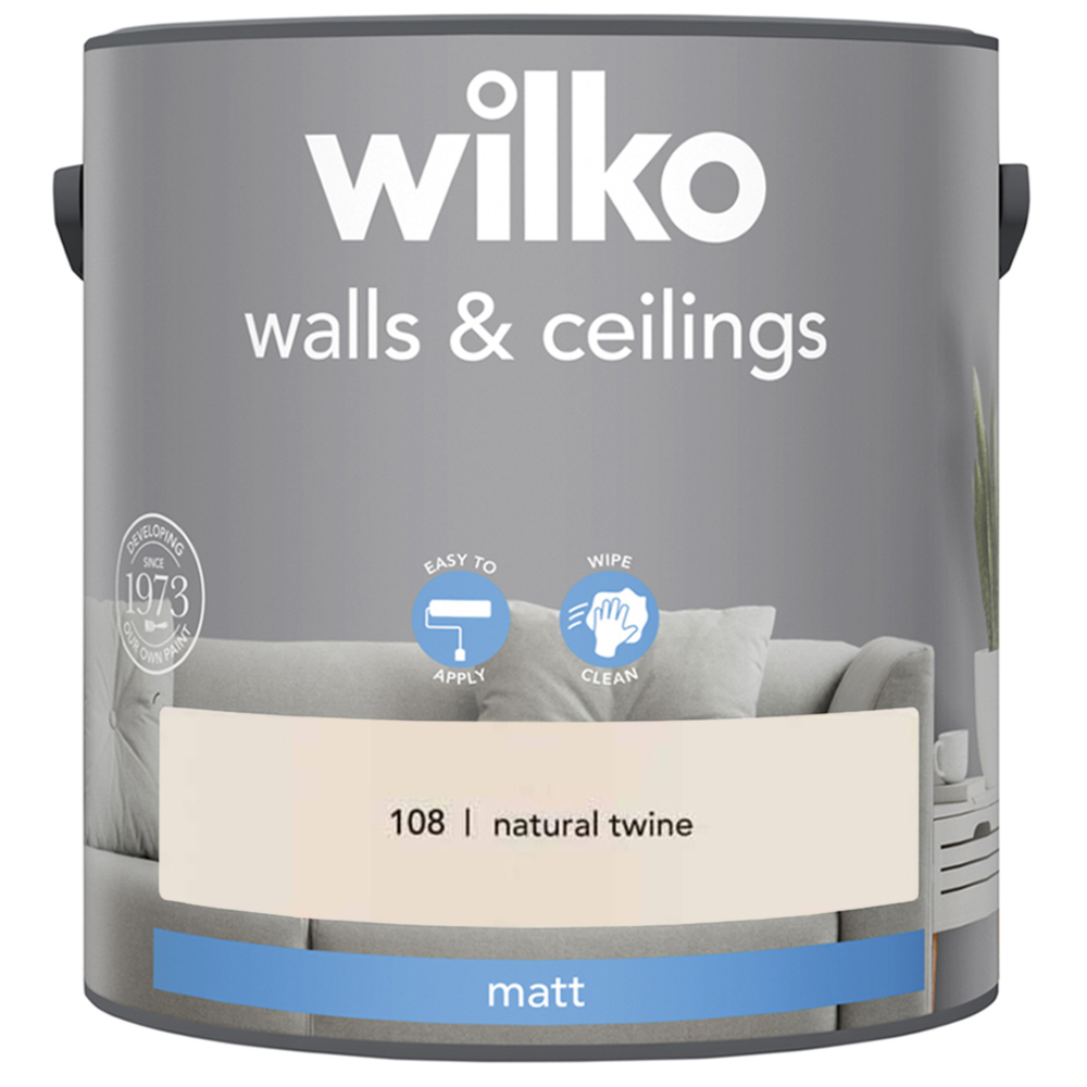 Wilko Walls & Ceilings Natural Twine Matt Emulsion Paint 2.5L Image 2