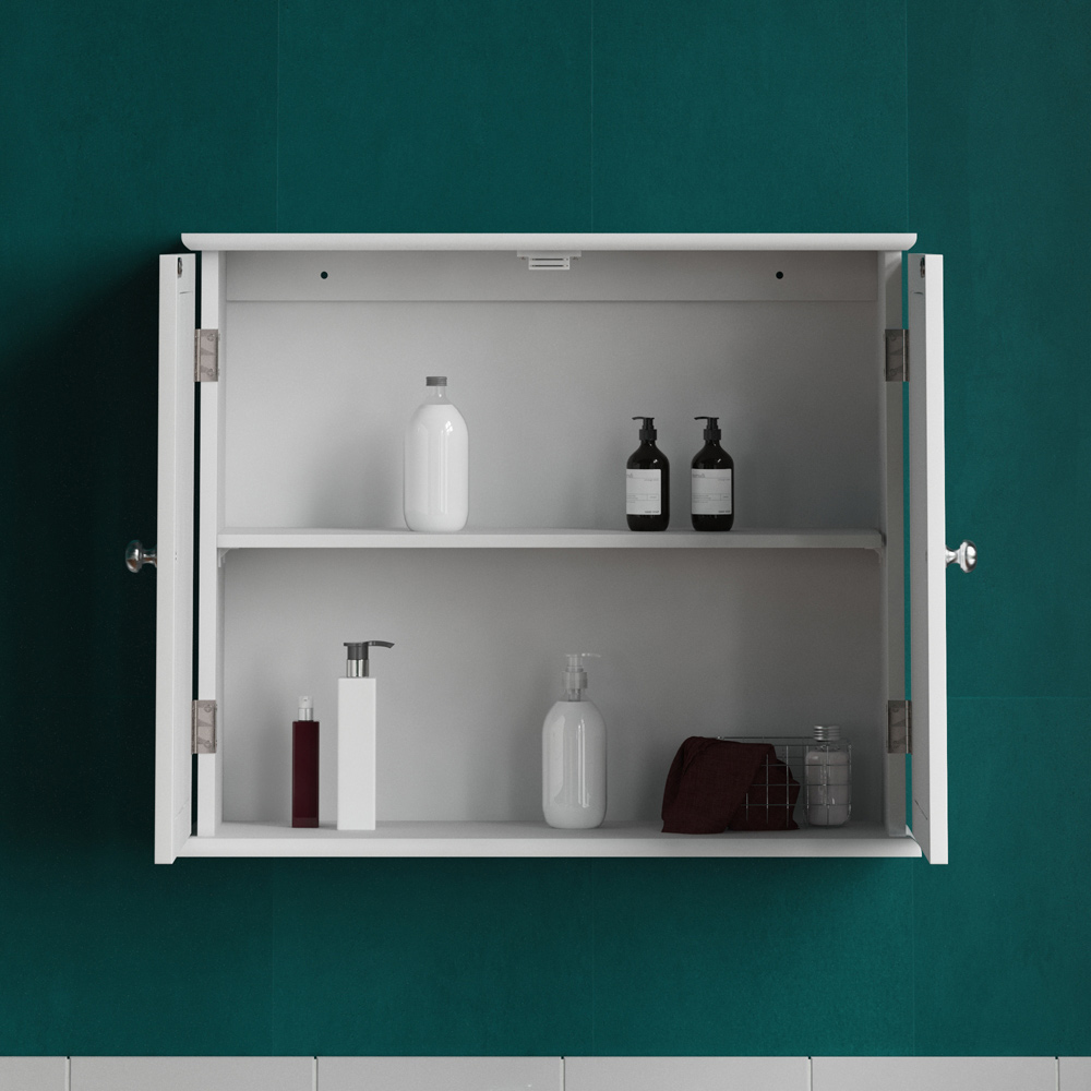 Lassic Bath Vida Priano White Wide 2 Door Mirror Bathroom Cabinet Image 7