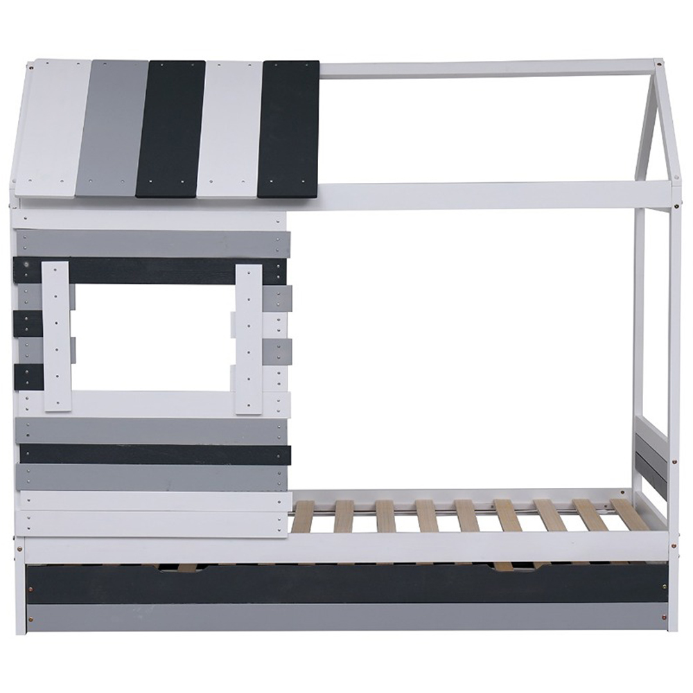 Flair Woodland Single White and Grey House Bed with Trundle Image 3