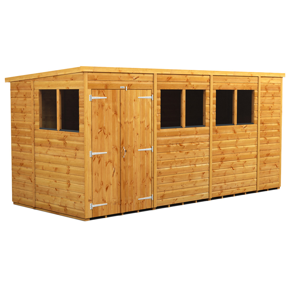 Power Sheds 14 x 6ft Double Door Pent Wooden Shed Image 1