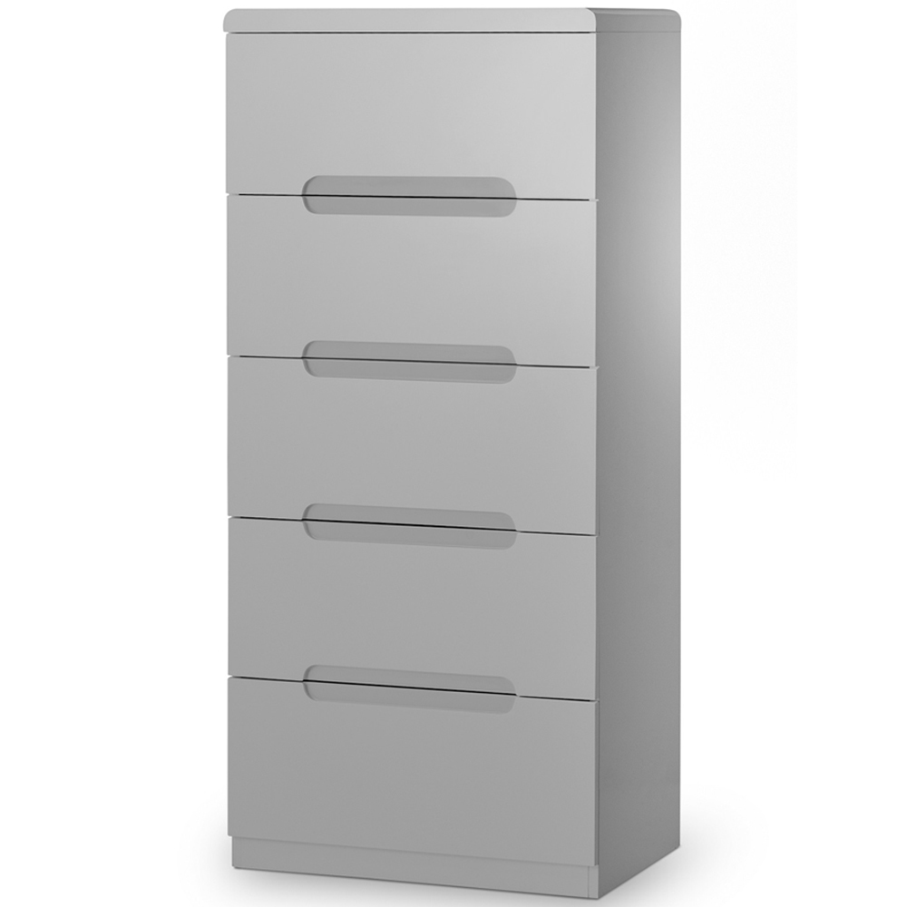 Julian Bowen Manhattan 5 Drawer Grey Narrow Chest of Drawers Image 2
